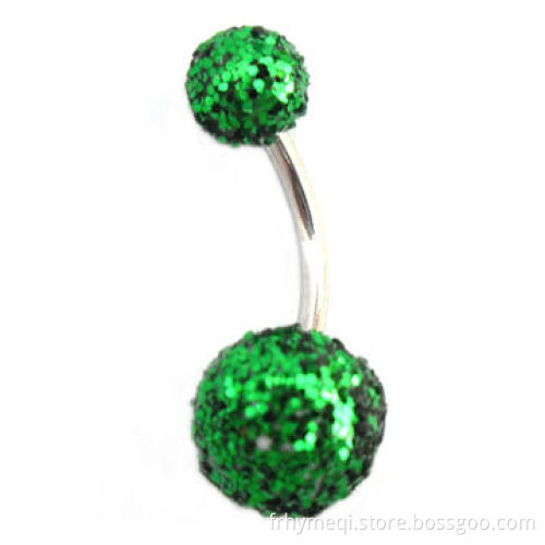 Acrylic Glitter, Paved Ball Design Navel Belly Rings